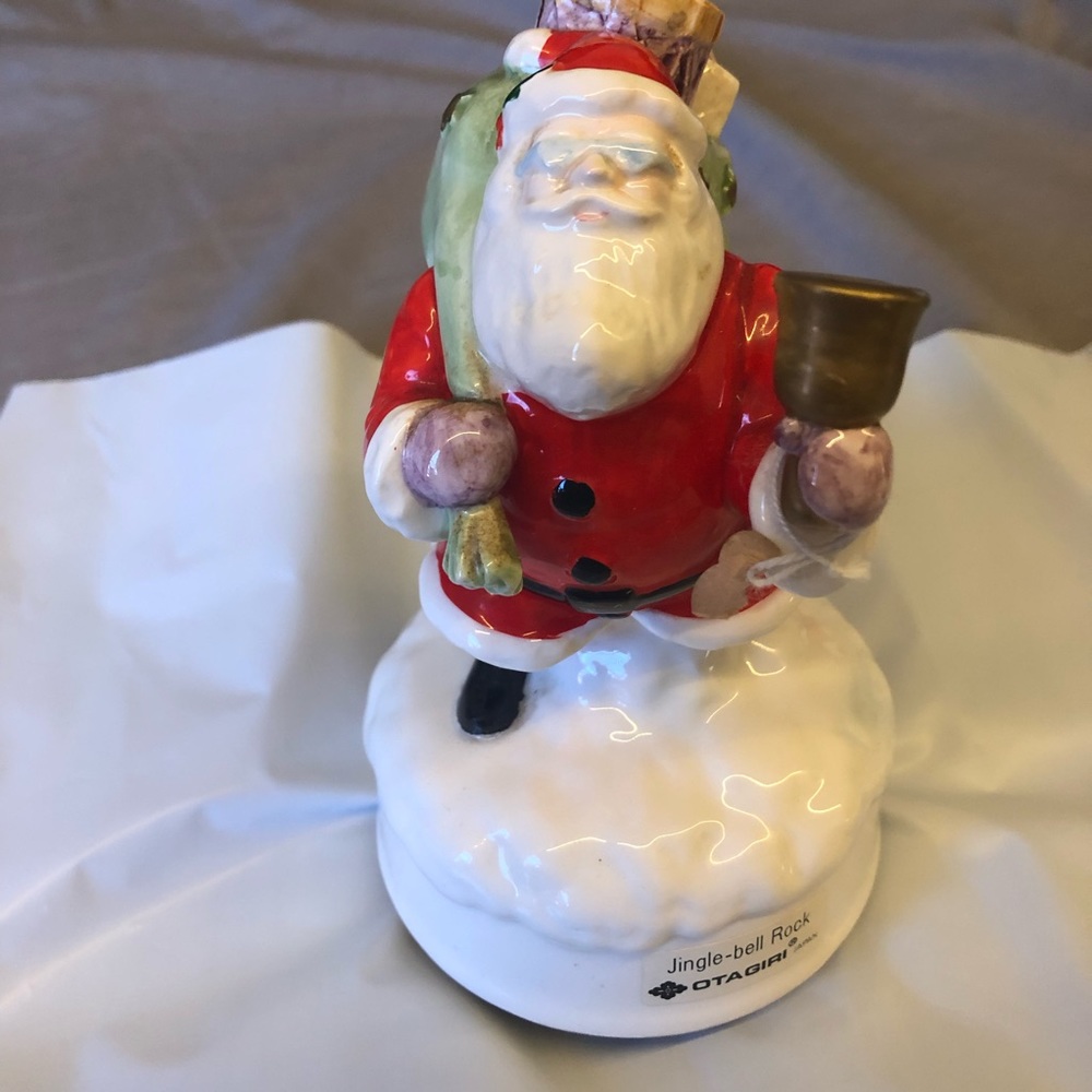 Vtg Santa w/ Presents Rotating Music Box “Jingle Bell Rocks” Otagiri Japan